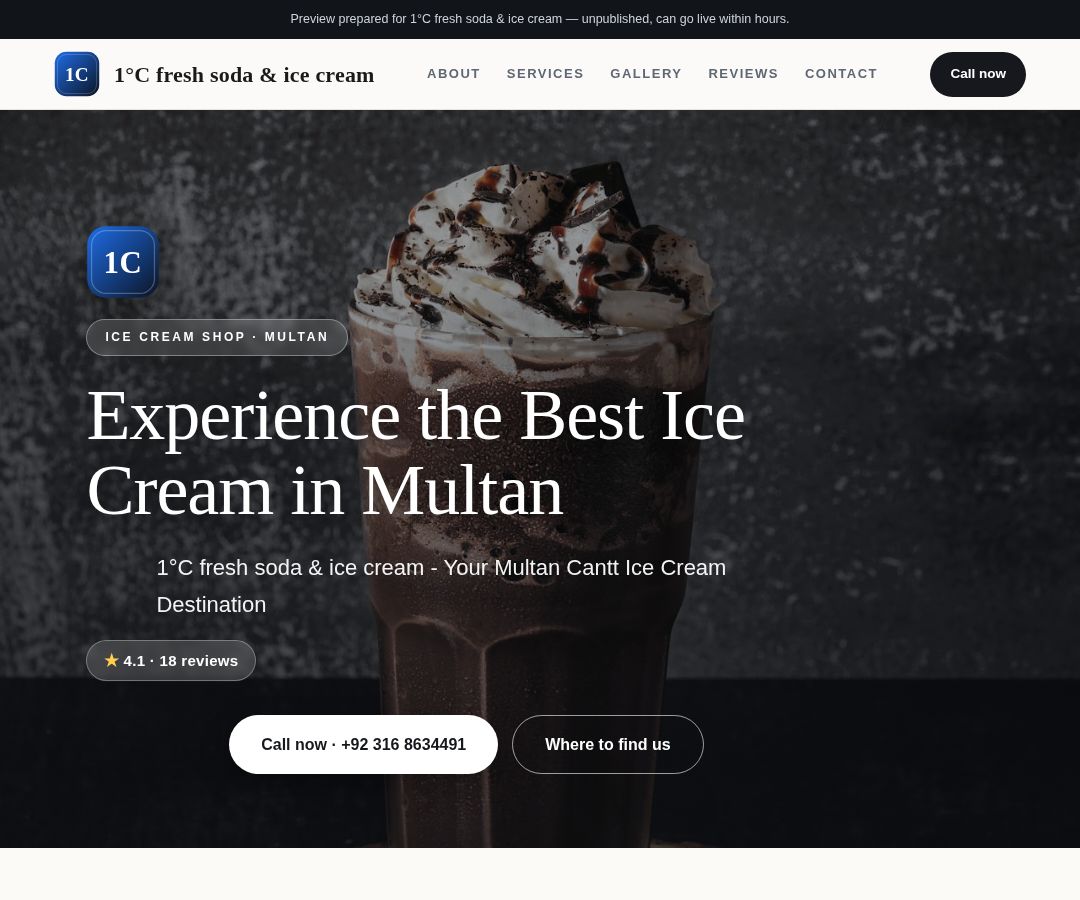 1°C fresh soda & ice cream
