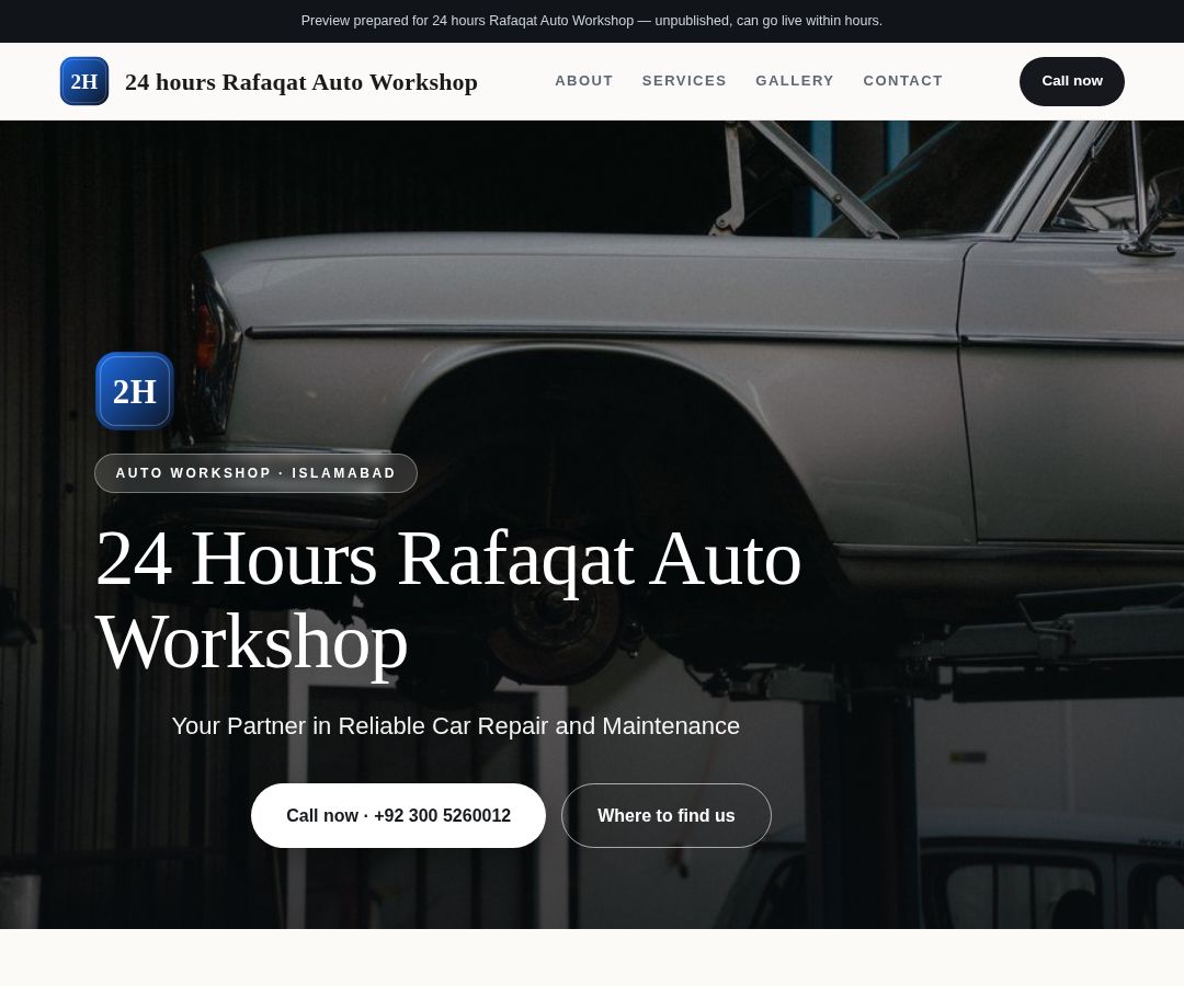 24 hours Rafaqat Auto Workshop