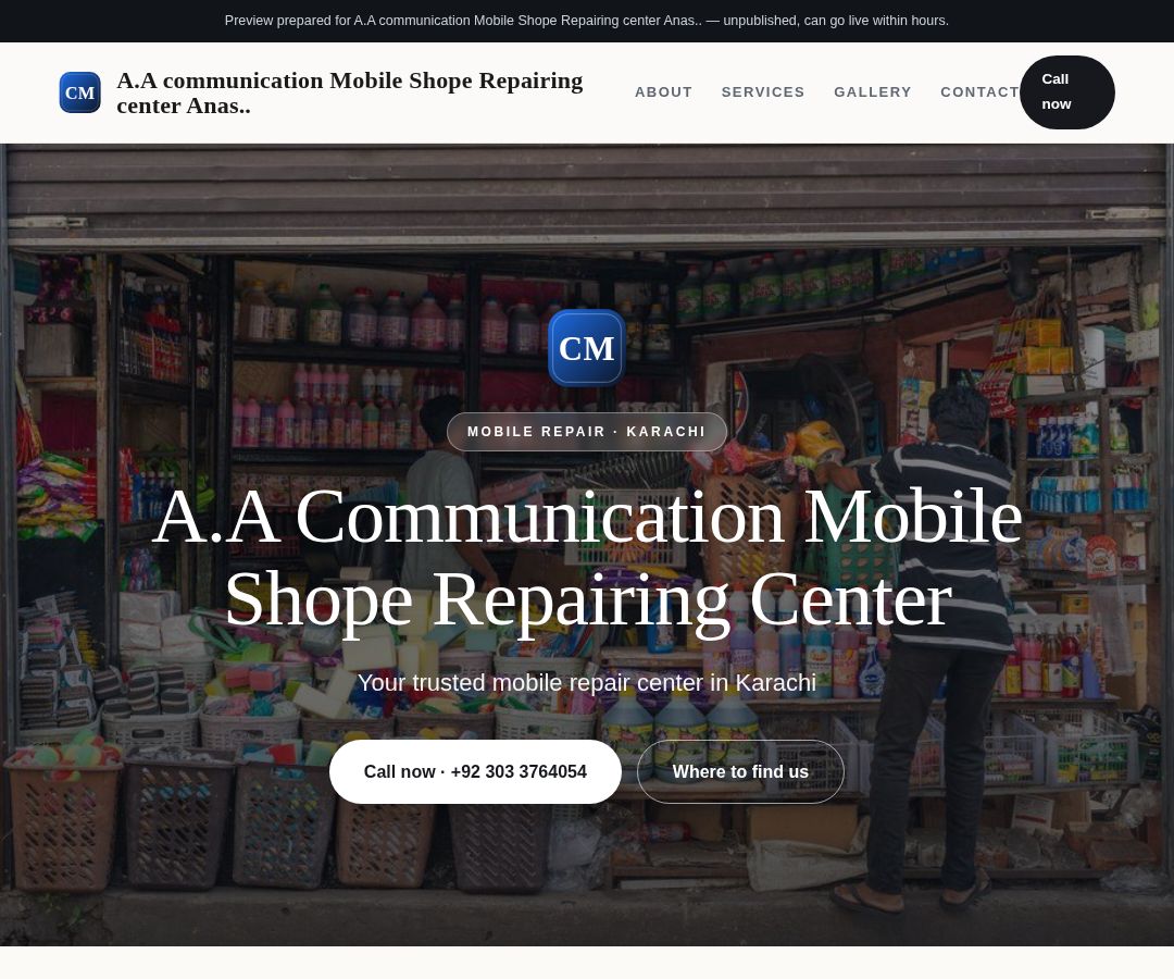 A.A communication Mobile Shope Repairing center Anas..