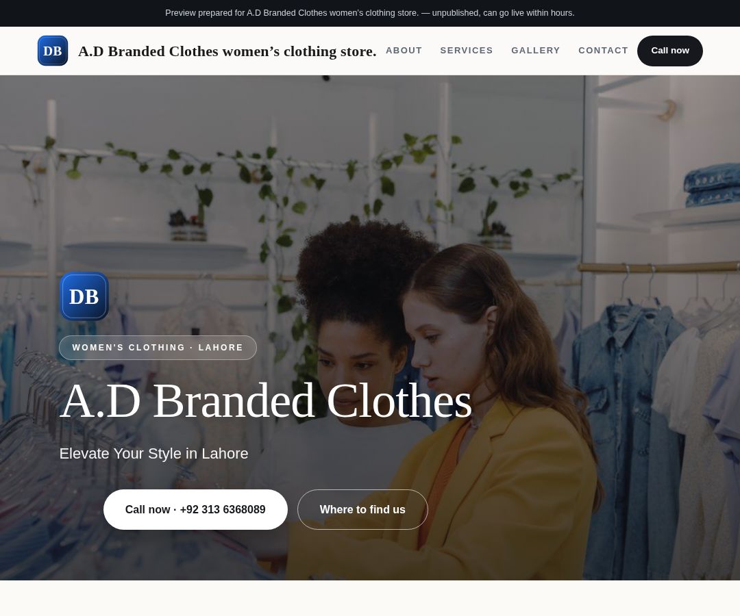 A.D Branded Clothes women’s clothing store.