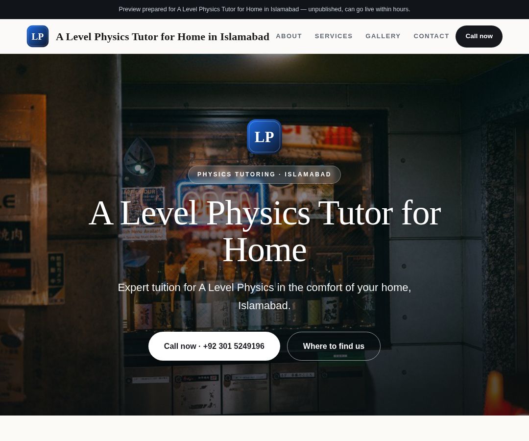 A Level Physics Tutor for Home in Islamabad