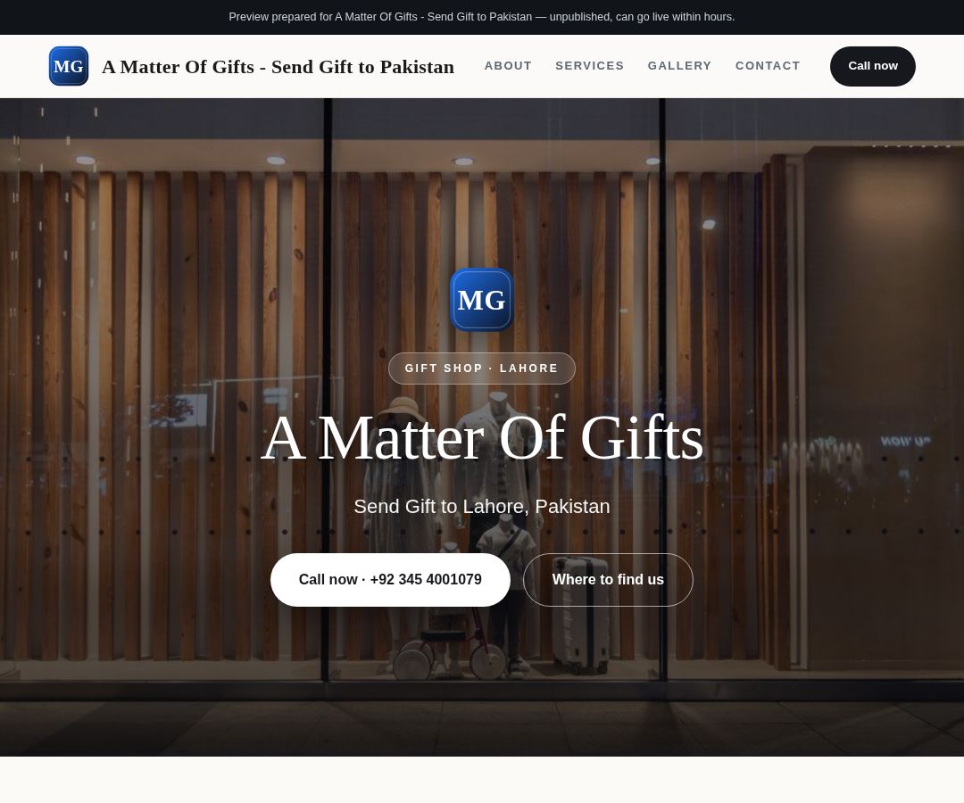A Matter Of Gifts - Send Gift to Pakistan