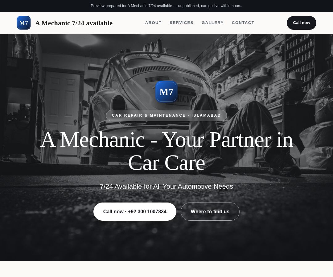 A Mechanic 7/24 available
