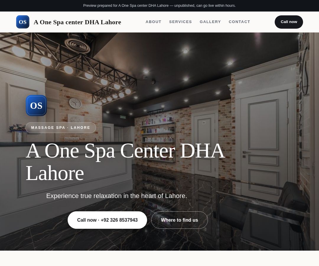 A One Spa center DHA Lahore