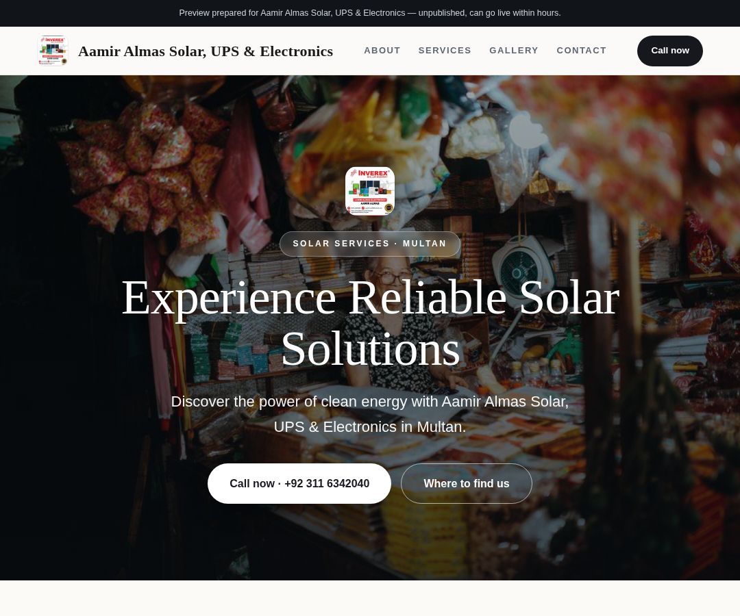Aamir Almas Solar, UPS & Electronics