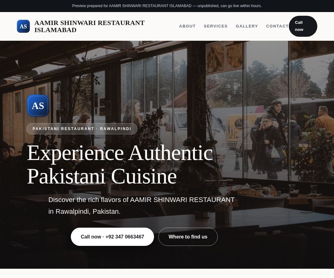 AAMIR SHINWARI RESTAURANT ISLAMABAD