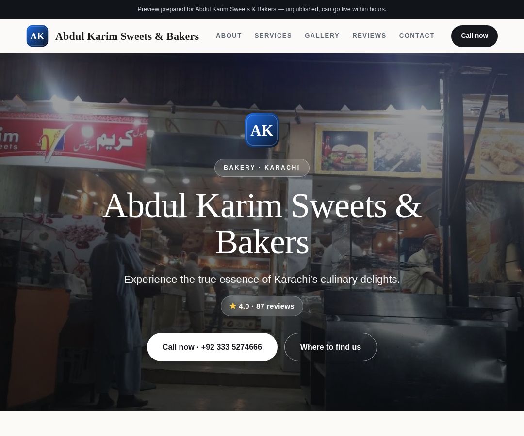 Abdul Karim Sweets & Bakers