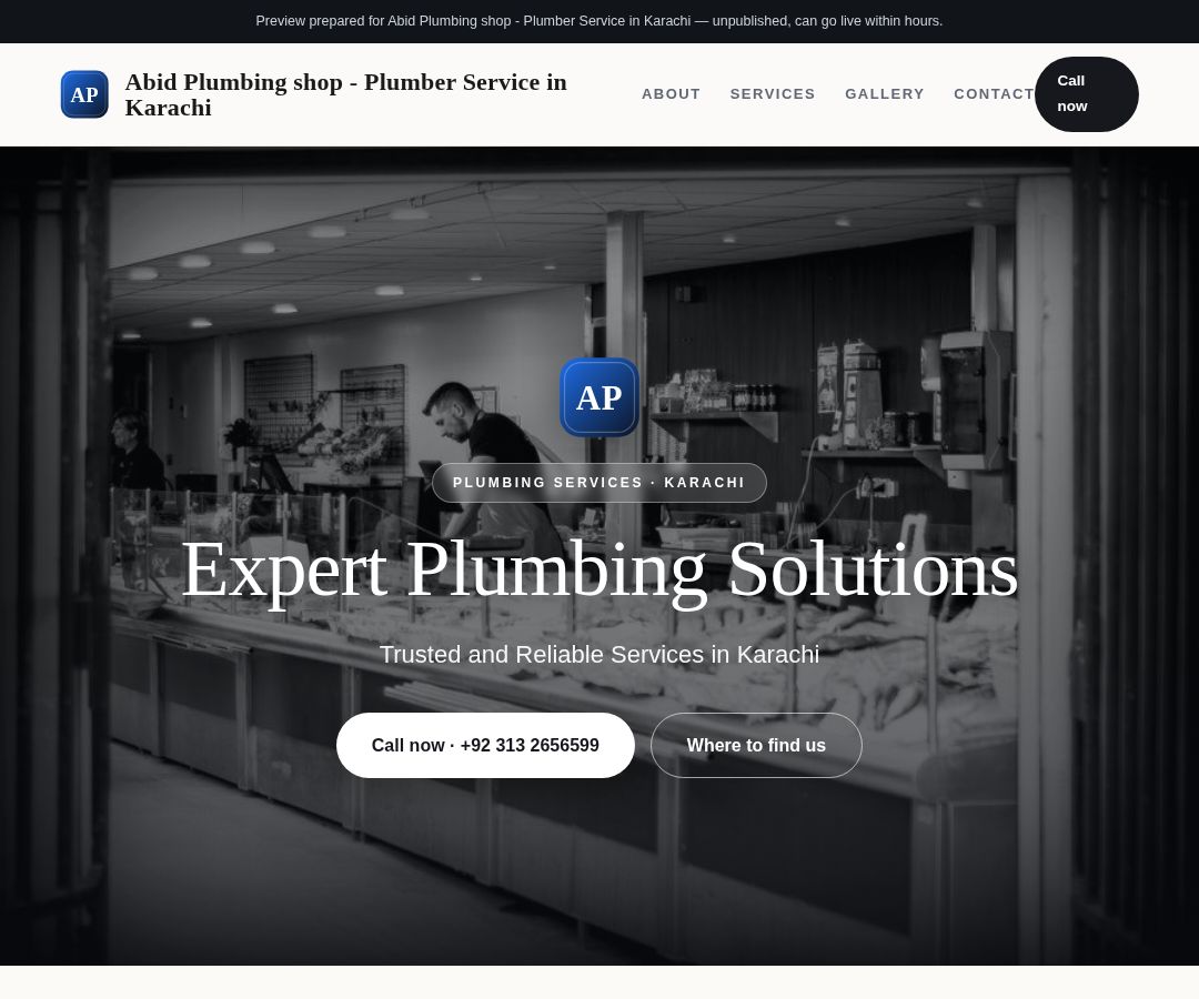 Abid Plumbing shop - Plumber Service in Karachi