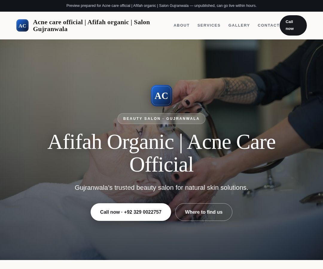 Acne care official | Afifah organic | Salon Gujranwala