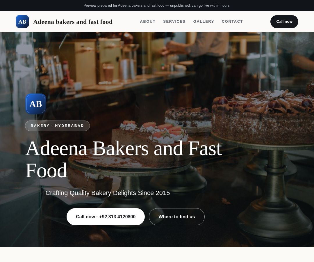 Adeena bakers and fast food