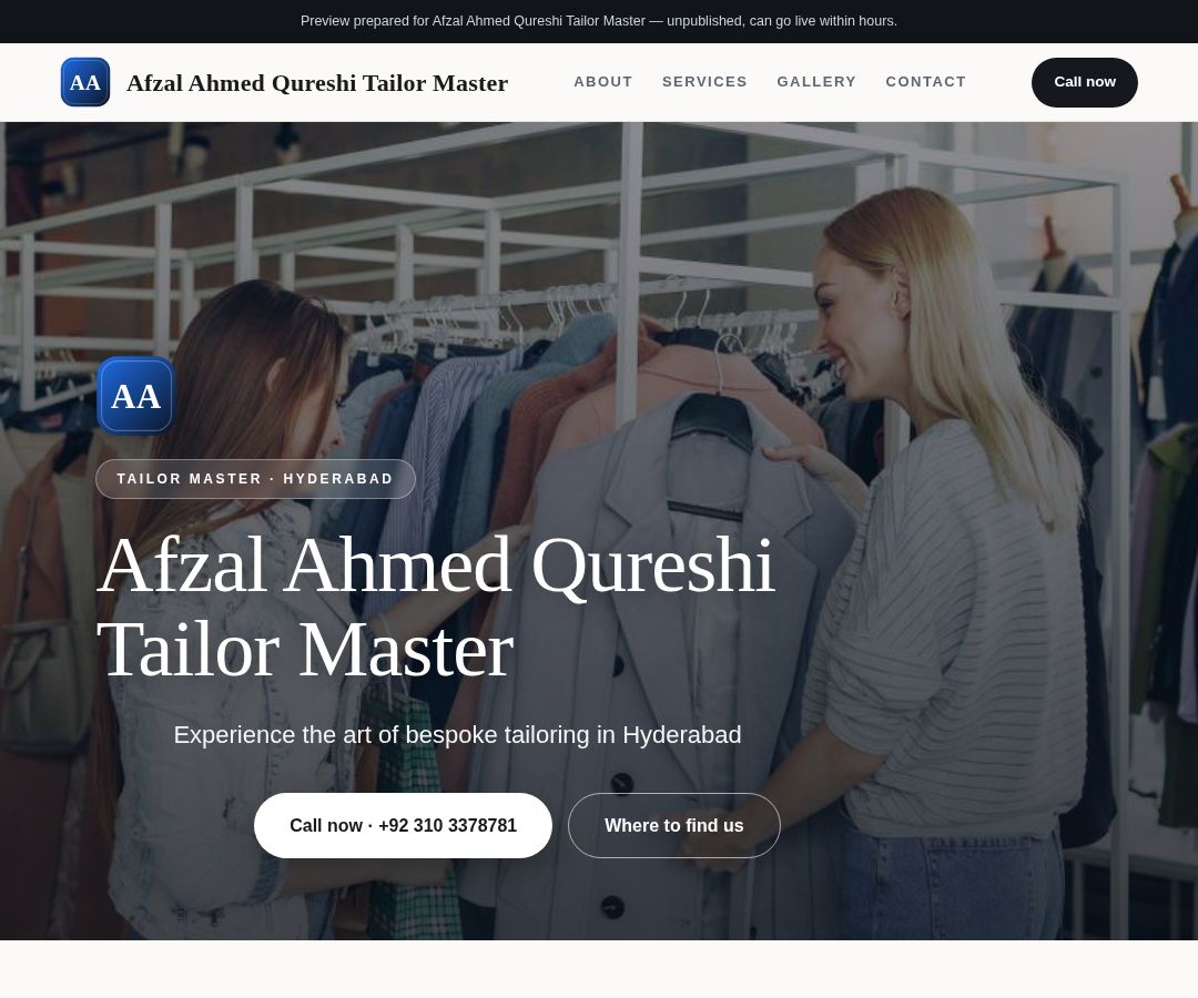Afzal Ahmed Qureshi Tailor Master