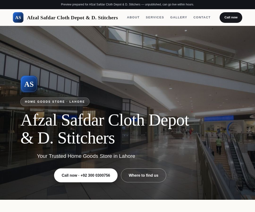 Afzal Safdar Cloth Depot & D. Stitchers