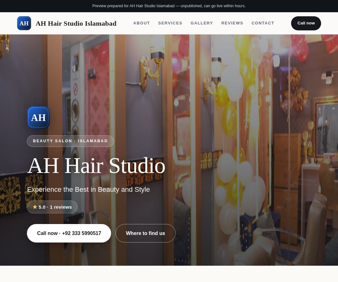 AH Hair Studio Islamabad