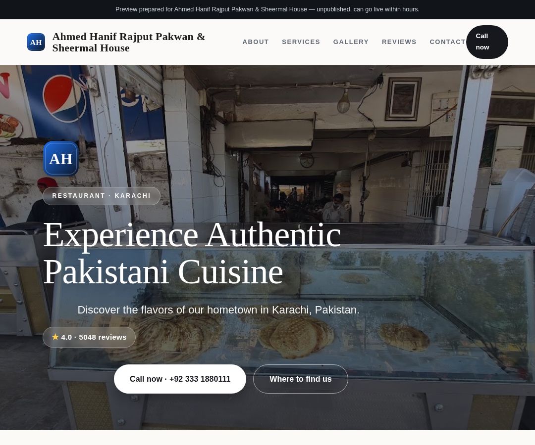 Ahmed Hanif Rajput Pakwan & Sheermal House