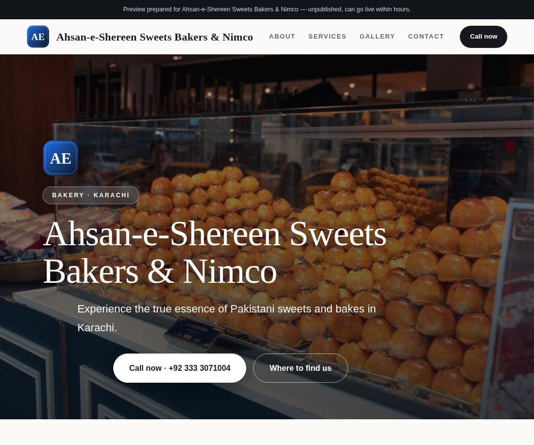 Ahsan-e-Shereen Sweets Bakers & Nimco