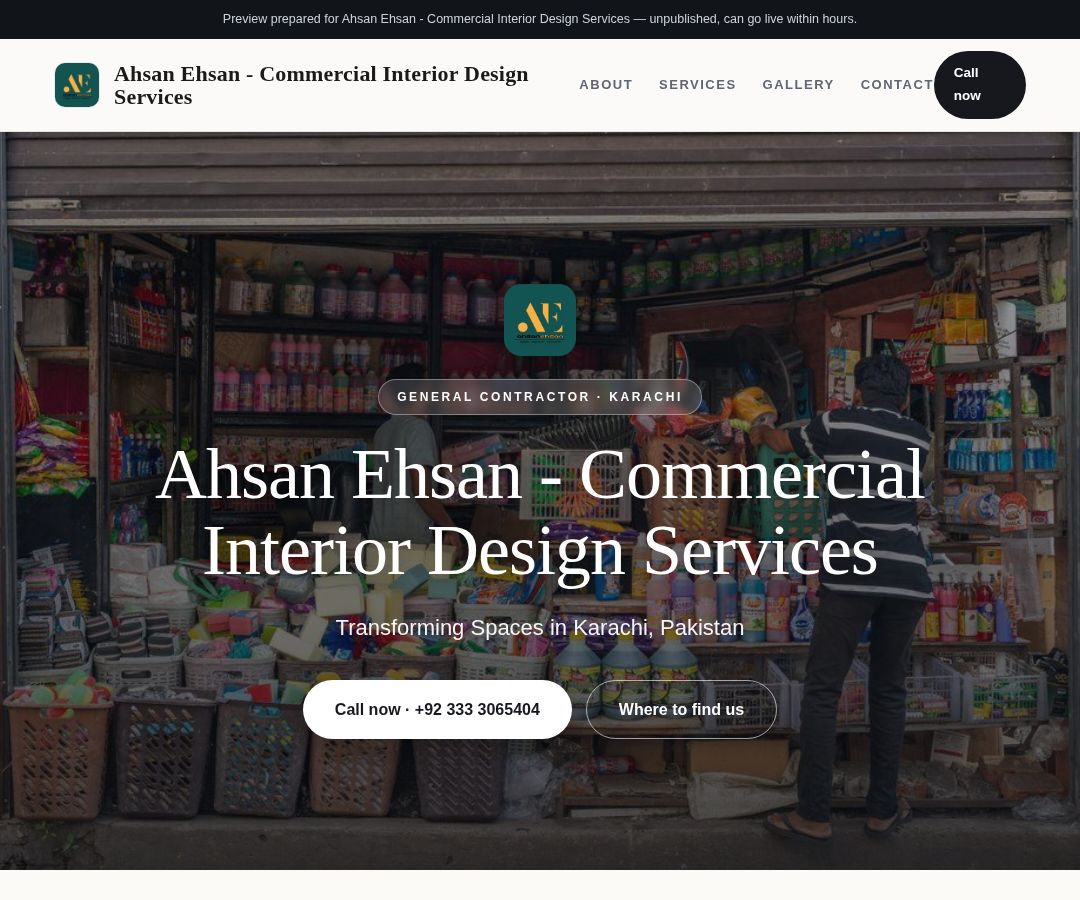 Ahsan Ehsan - Commercial Interior Design Services