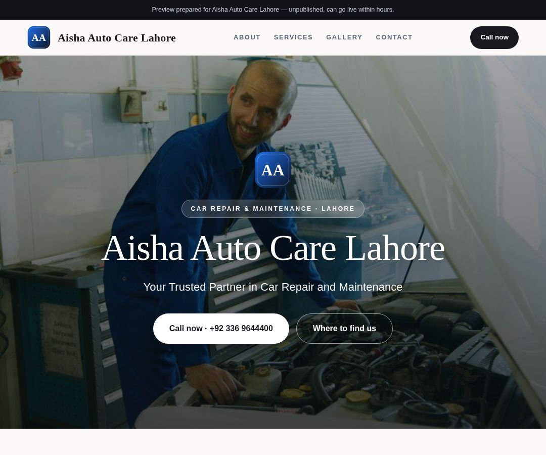 Aisha Auto Care Lahore