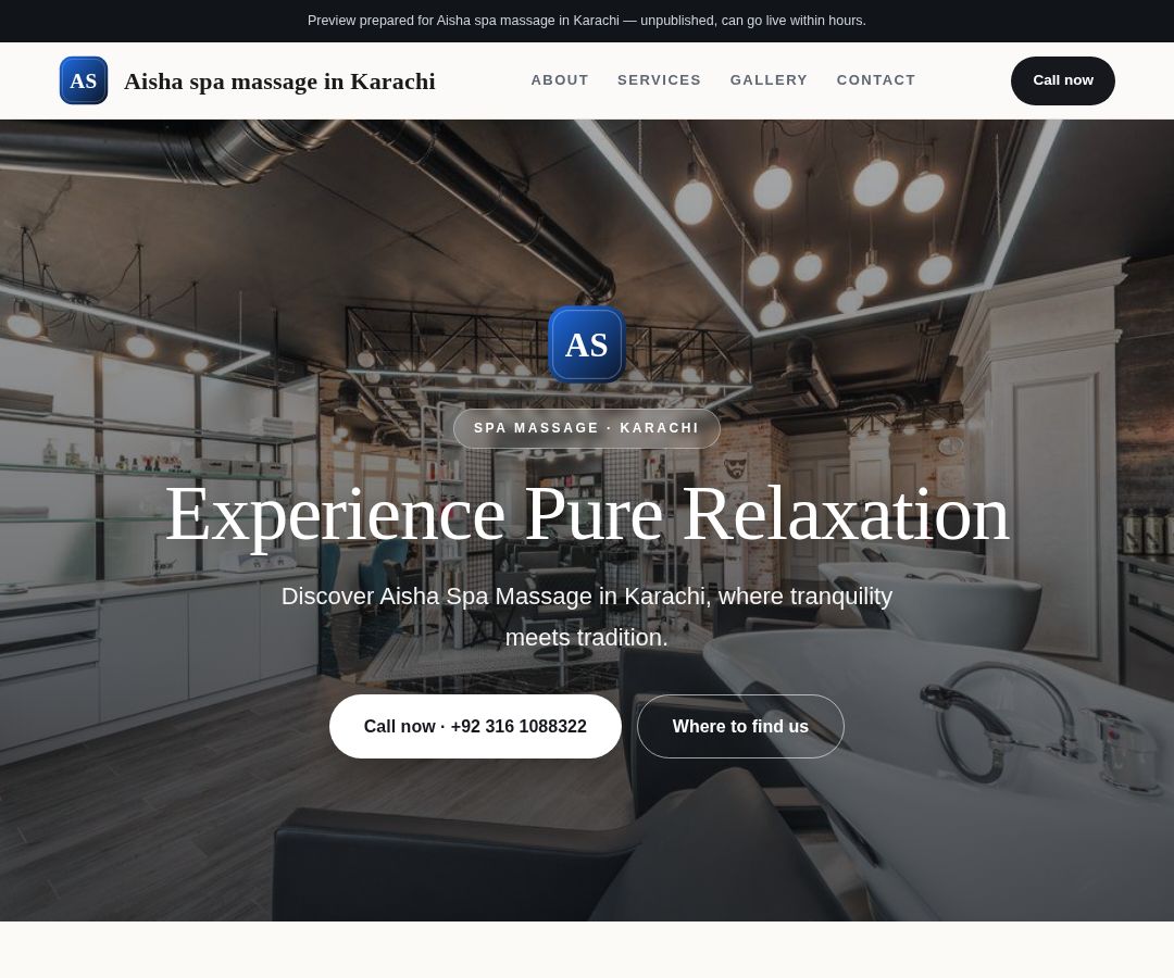 Aisha spa massage in Karachi