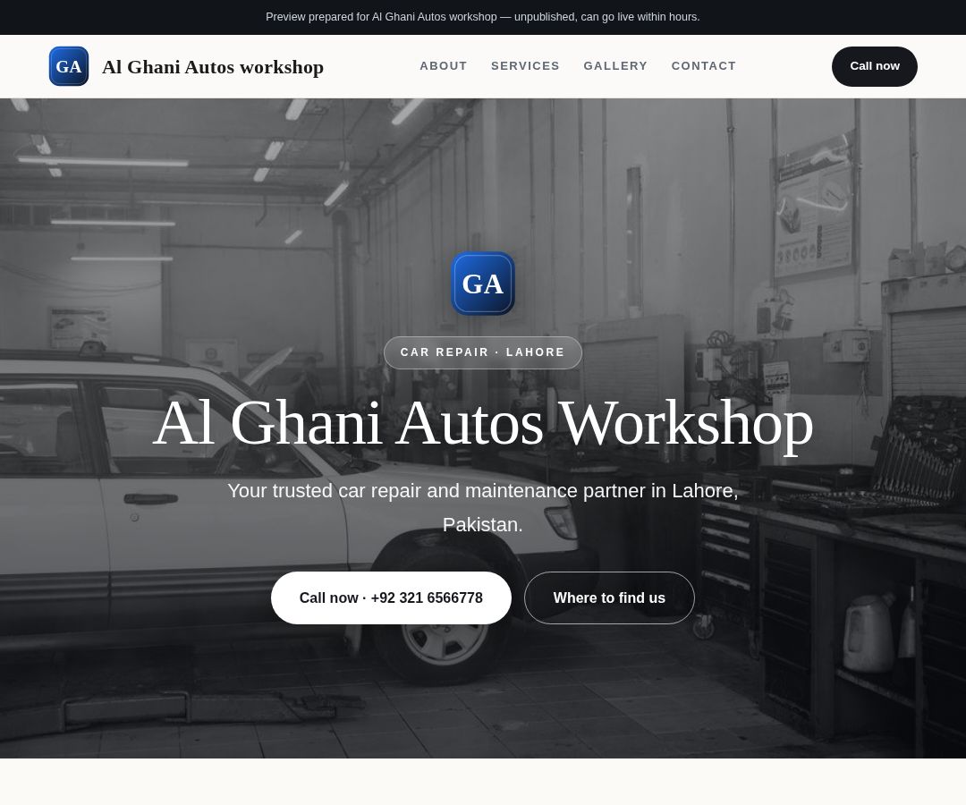 Al Ghani Autos workshop