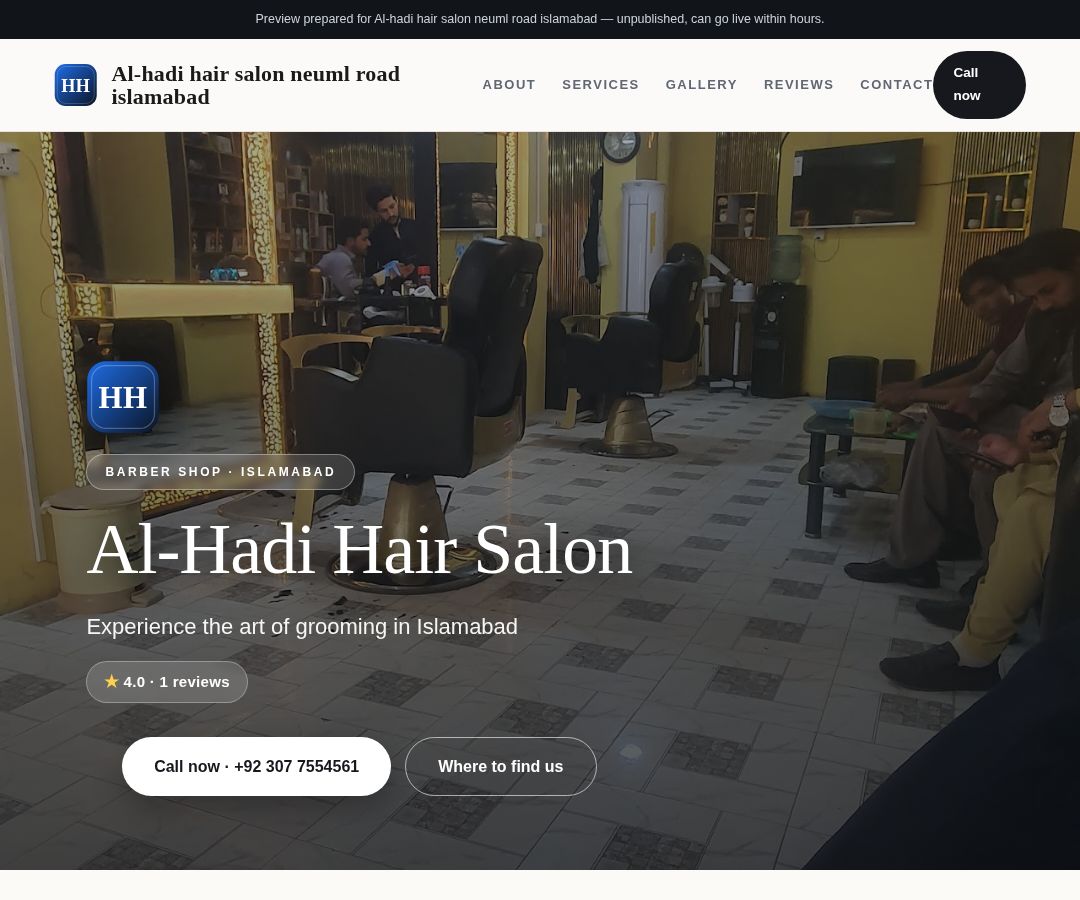 Al-hadi hair salon neuml road islamabad