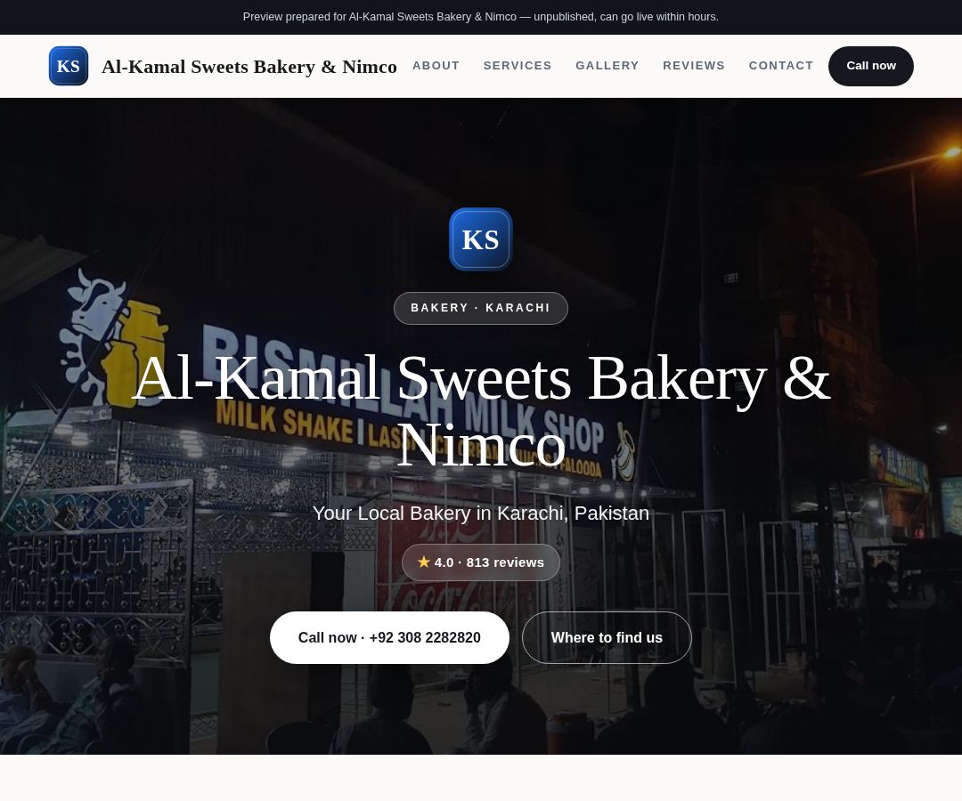 Al-Kamal Sweets Bakery & Nimco