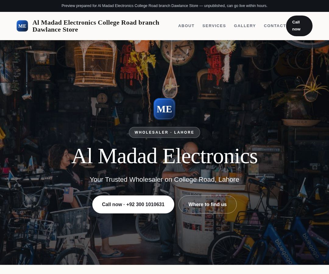 Al Madad Electronics College Road branch Dawlance Store