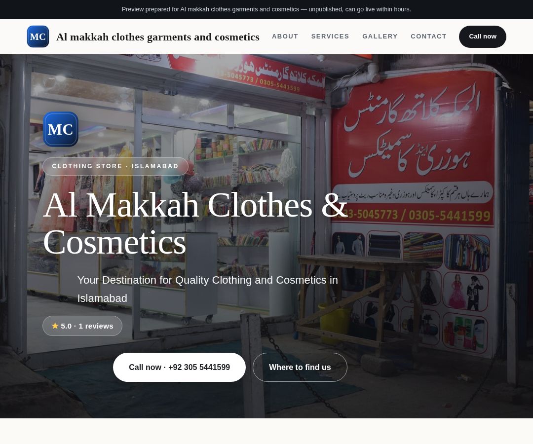 Al makkah clothes garments and cosmetics