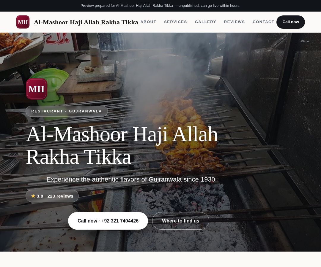 Al-Mashoor Haji Allah Rakha Tikka