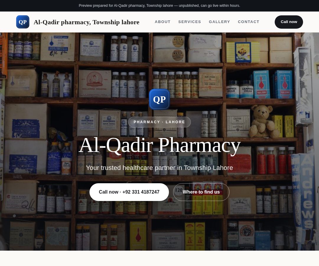 Al-Qadir pharmacy, Township lahore