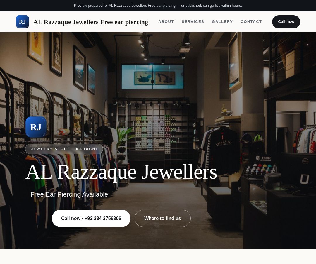 AL Razzaque Jewellers Free ear piercing