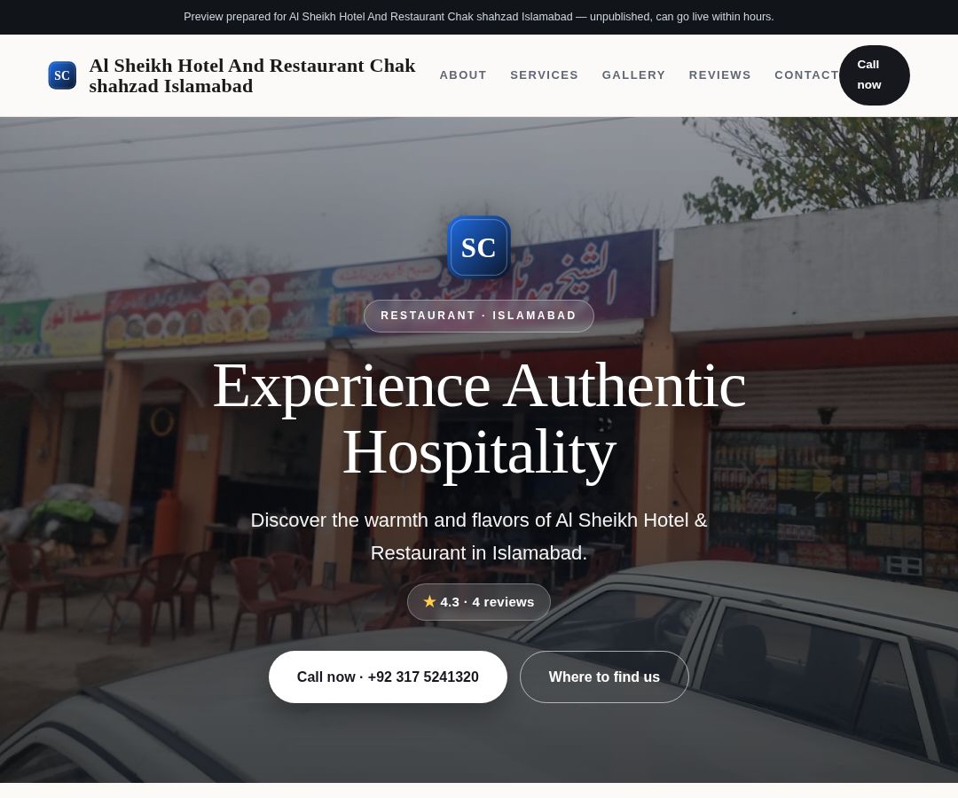 Al Sheikh Hotel And Restaurant Chak shahzad Islamabad