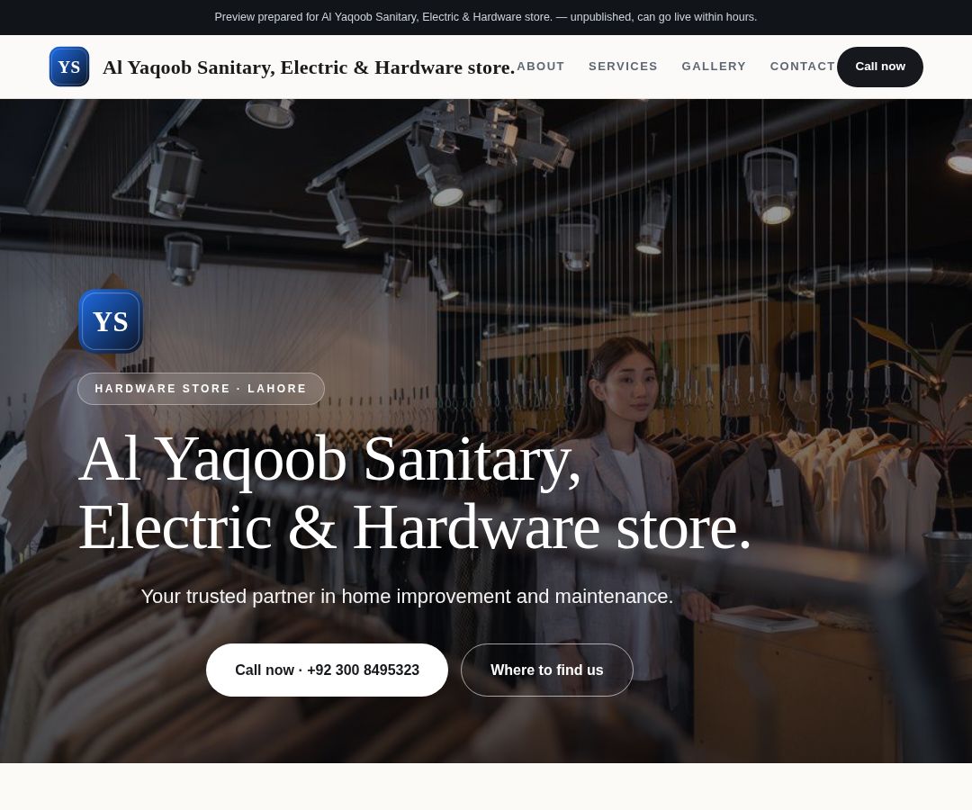Al Yaqoob Sanitary, Electric & Hardware store.