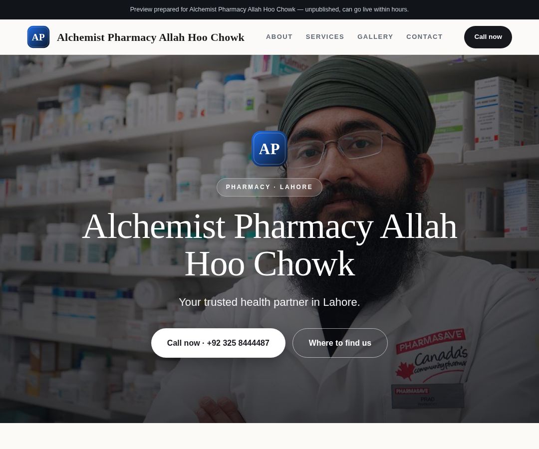 Alchemist Pharmacy Allah Hoo Chowk