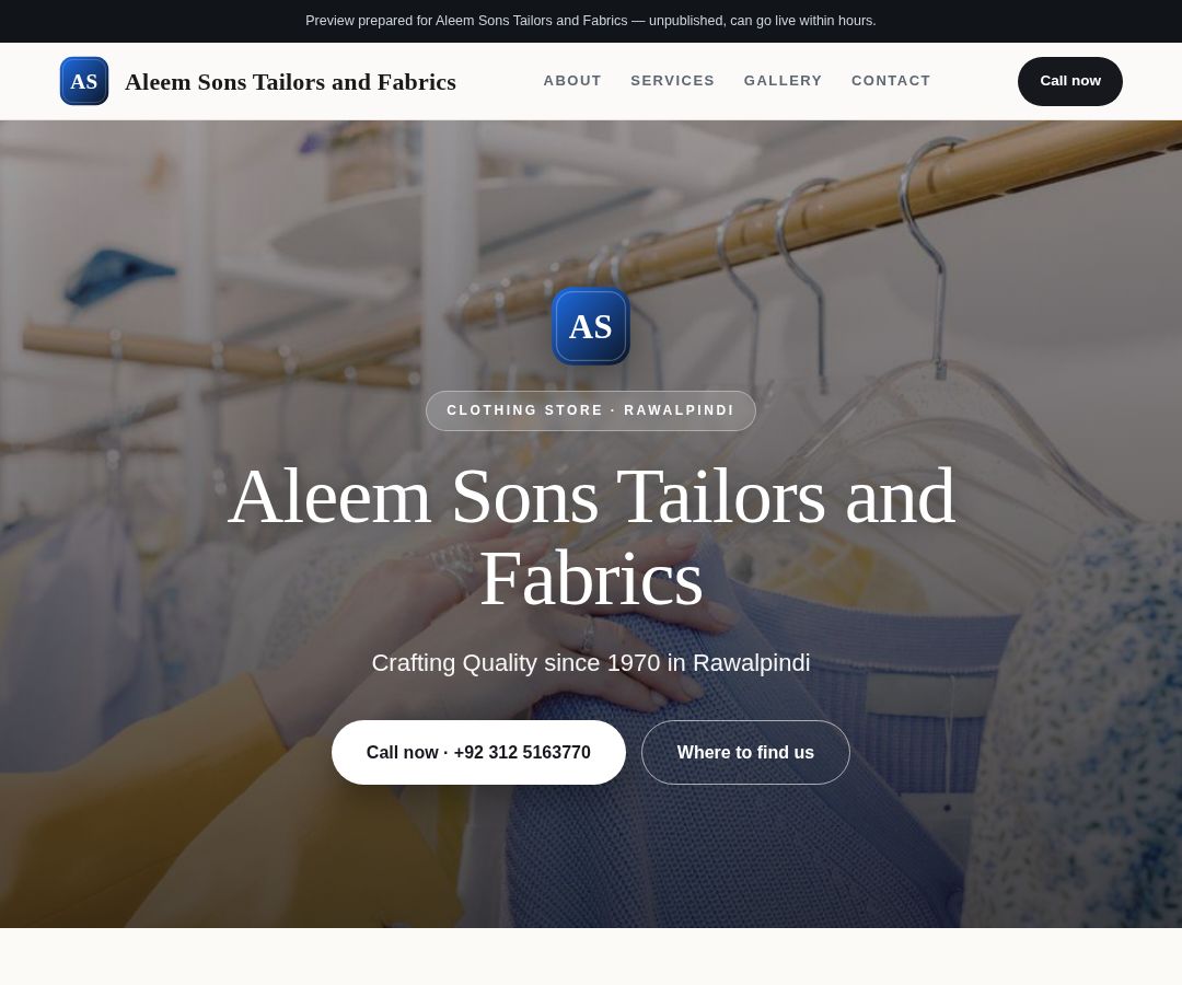 Aleem Sons Tailors and Fabrics
