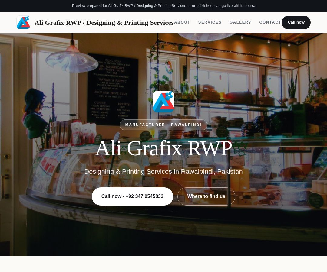 Ali Grafix RWP / Designing & Printing Services