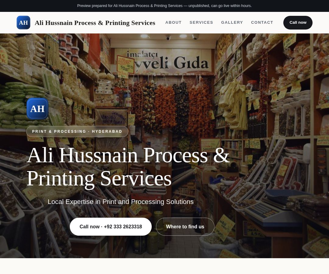 Ali Hussnain Process & Printing Services