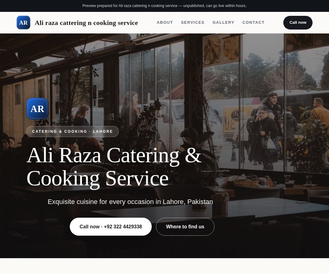 Ali raza cattering n cooking service
