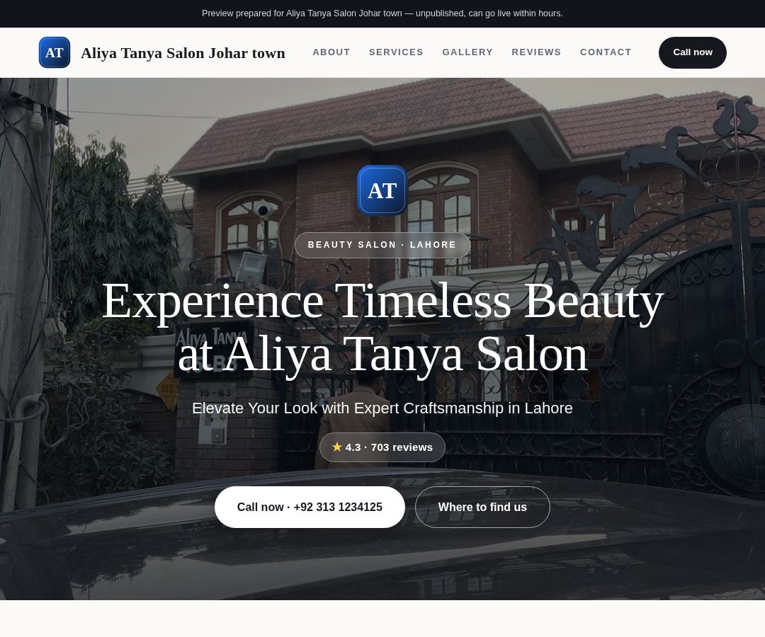 Aliya Tanya Salon Johar town