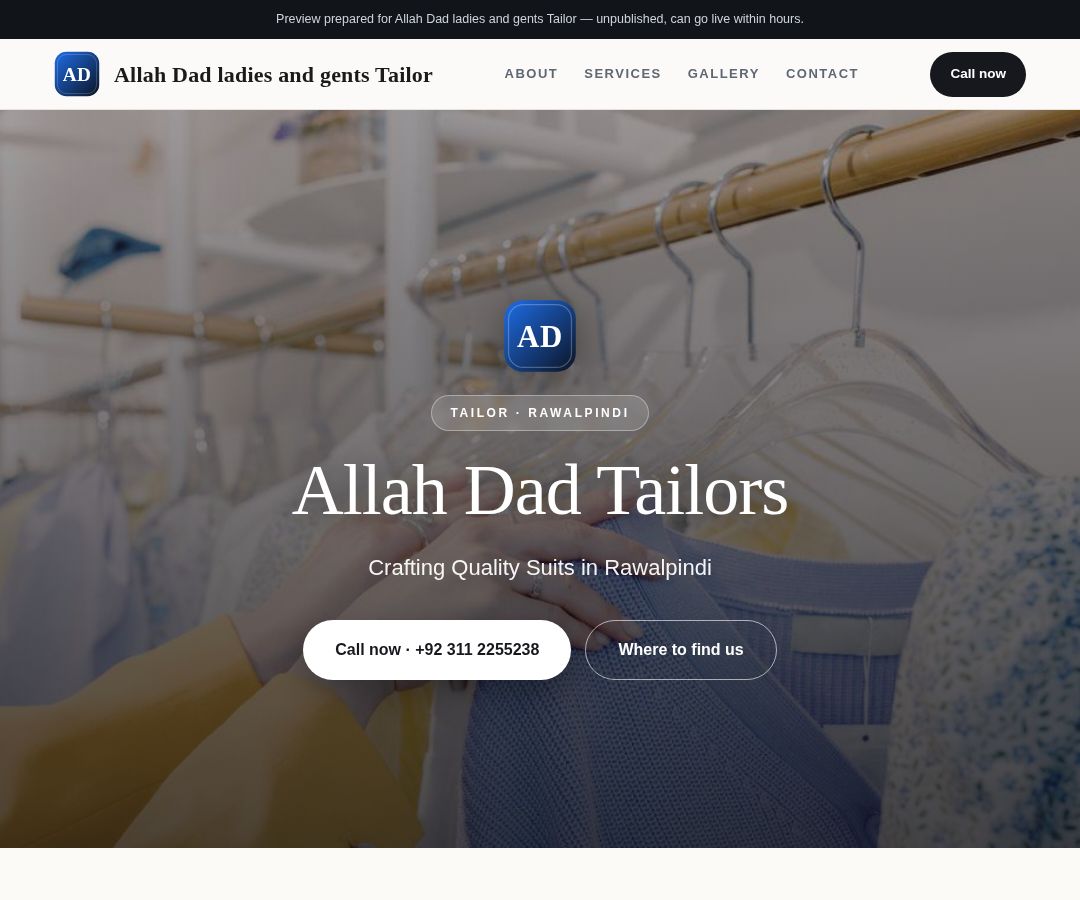 Allah Dad ladies and gents Tailor