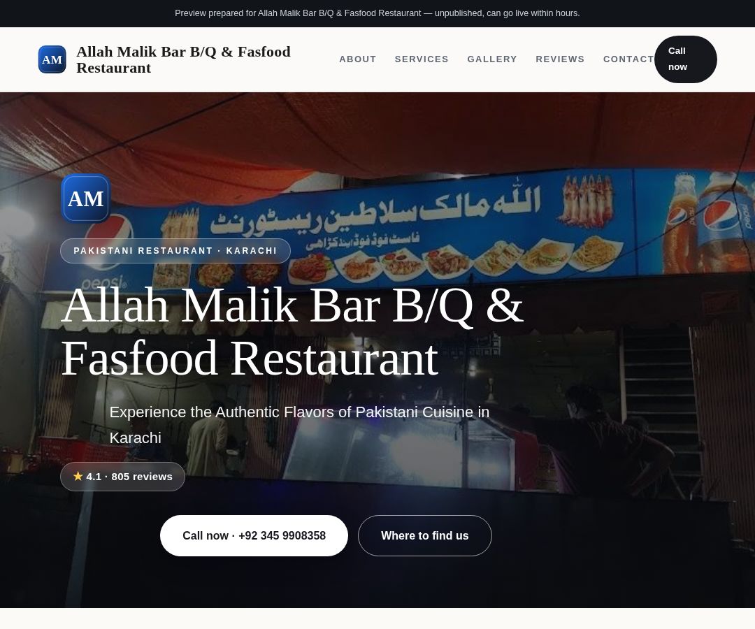 Allah Malik Bar B/Q & Fasfood Restaurant
