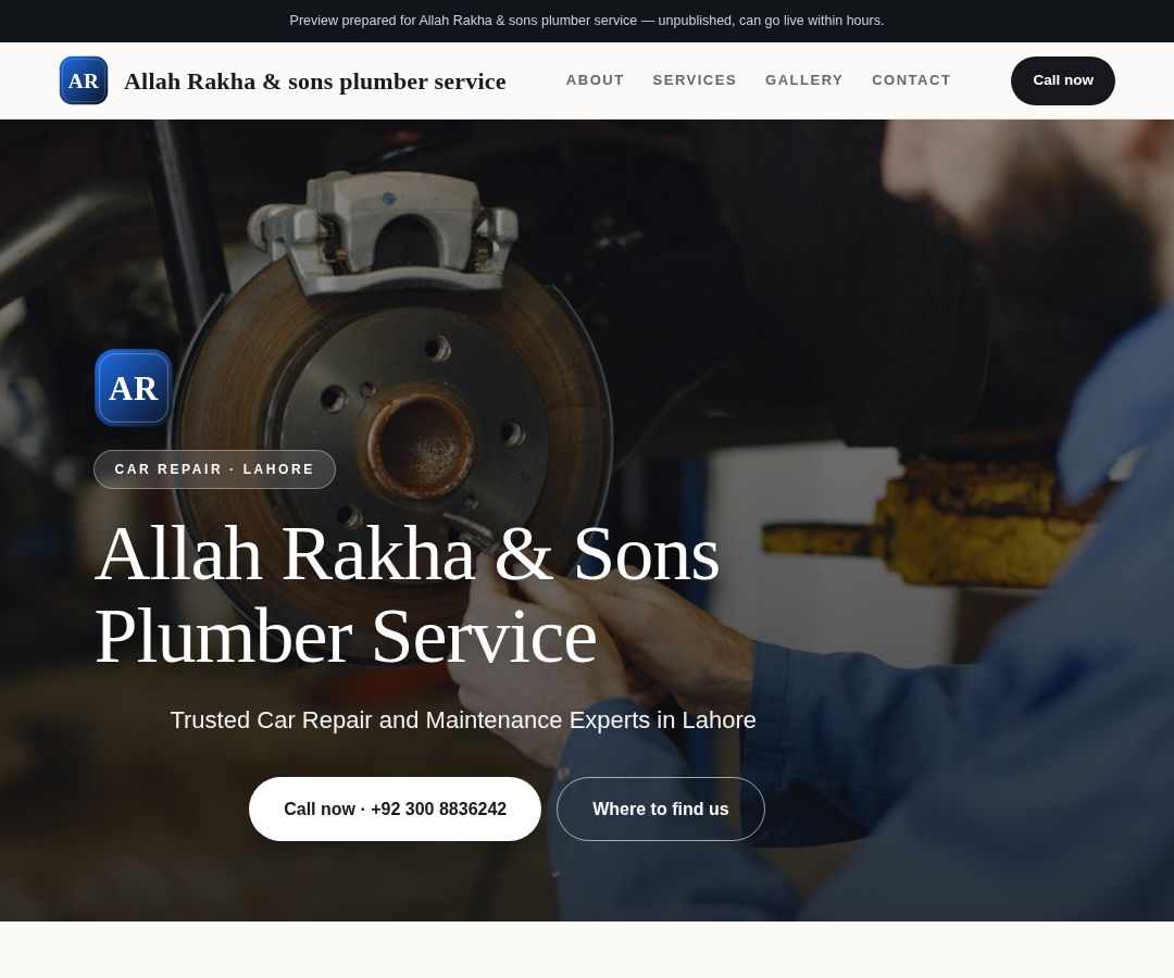 Allah Rakha & sons plumber service