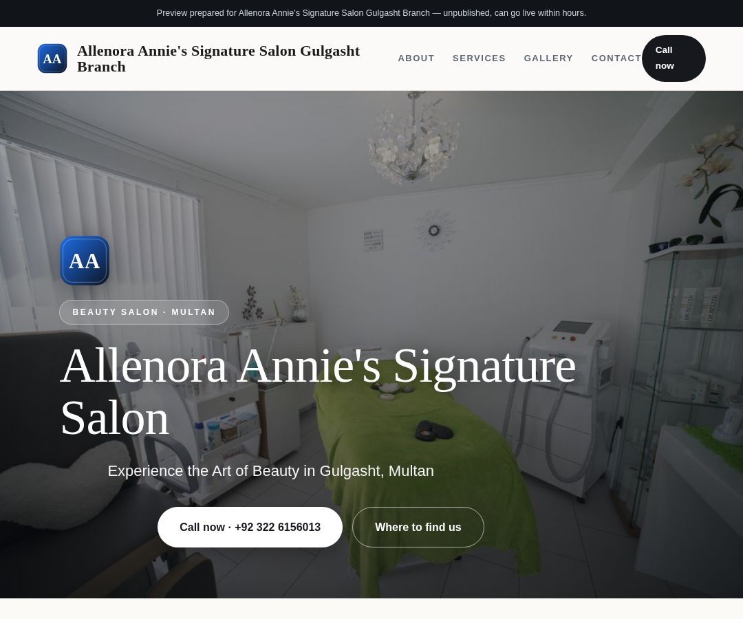 Allenora Annie's Signature Salon Gulgasht Branch