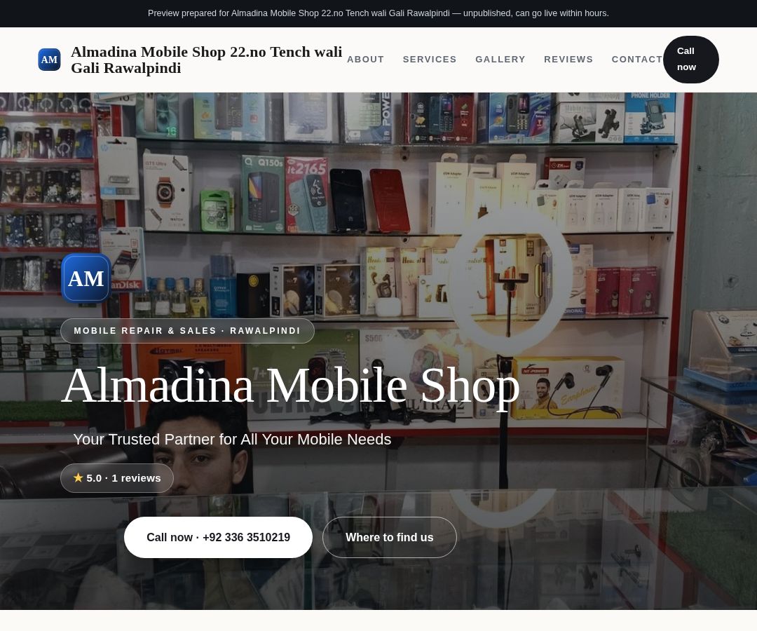 Almadina Mobile Shop 22.no Tench wali Gali Rawalpindi