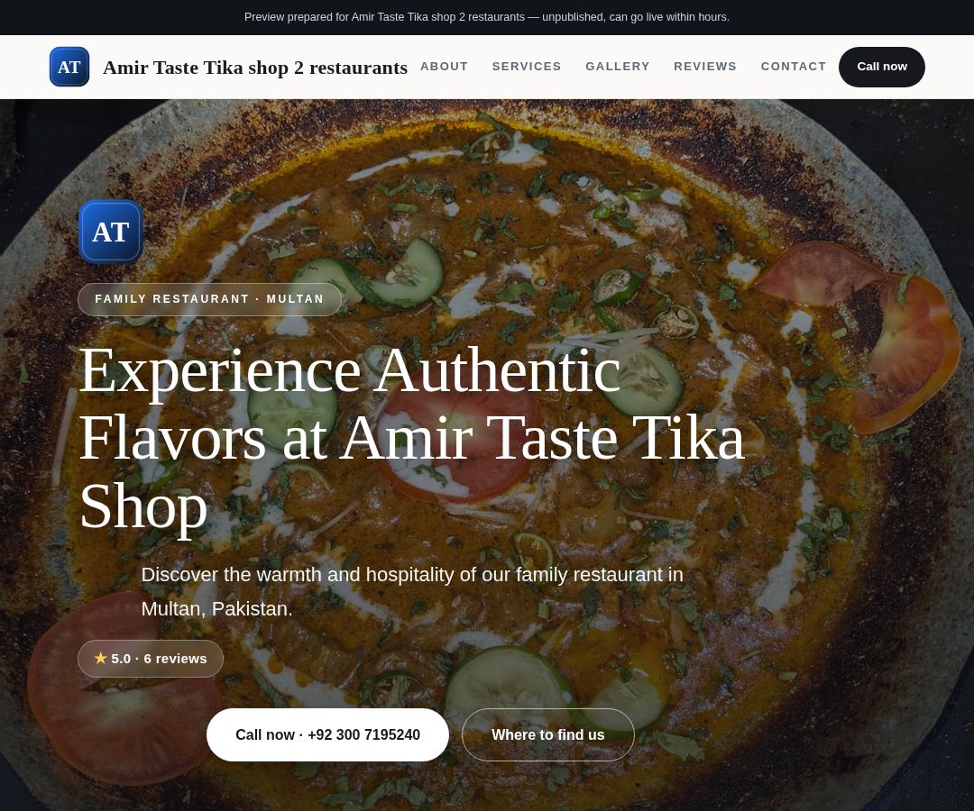 Amir Taste Tika shop 2 restaurants