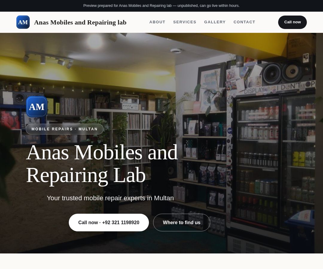 Anas Mobiles and Repairing lab