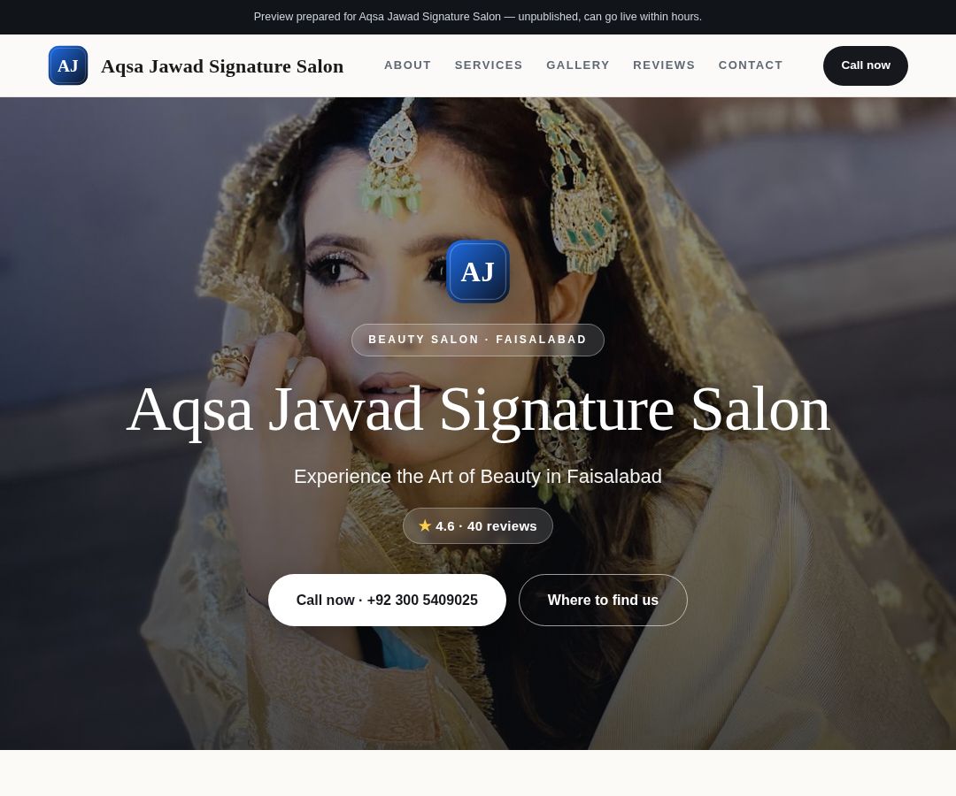 Aqsa Jawad Signature Salon