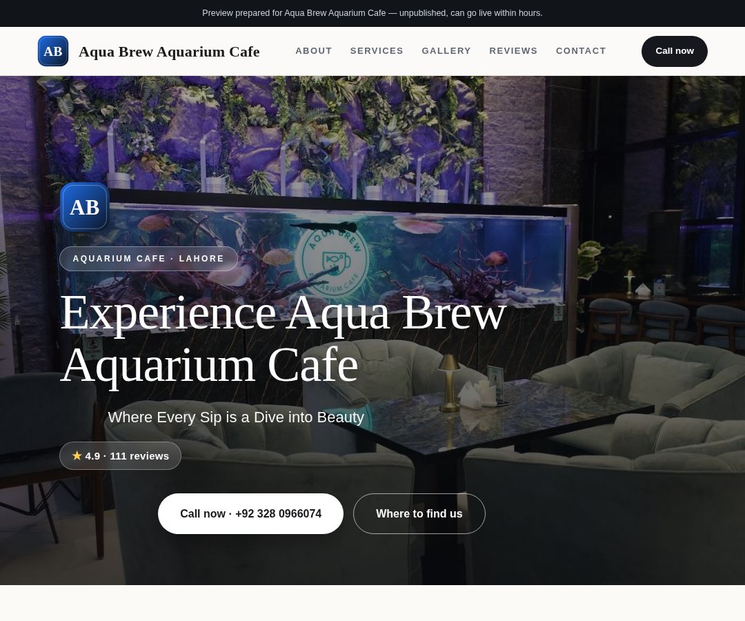 Aqua Brew Aquarium Cafe