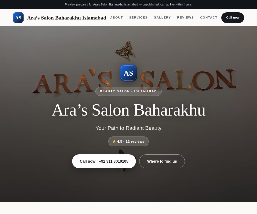 Ara’s Salon Baharakhu Islamabad