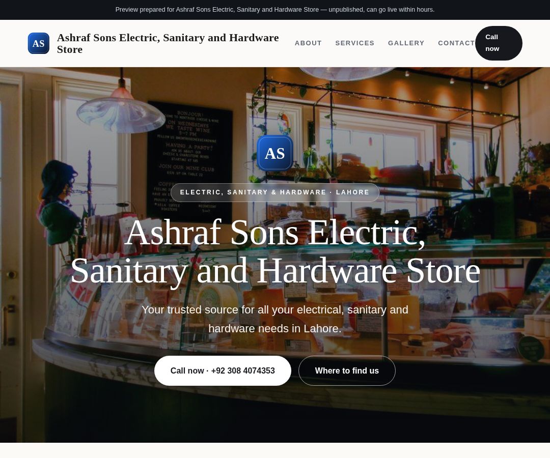Ashraf Sons Electric, Sanitary and Hardware Store