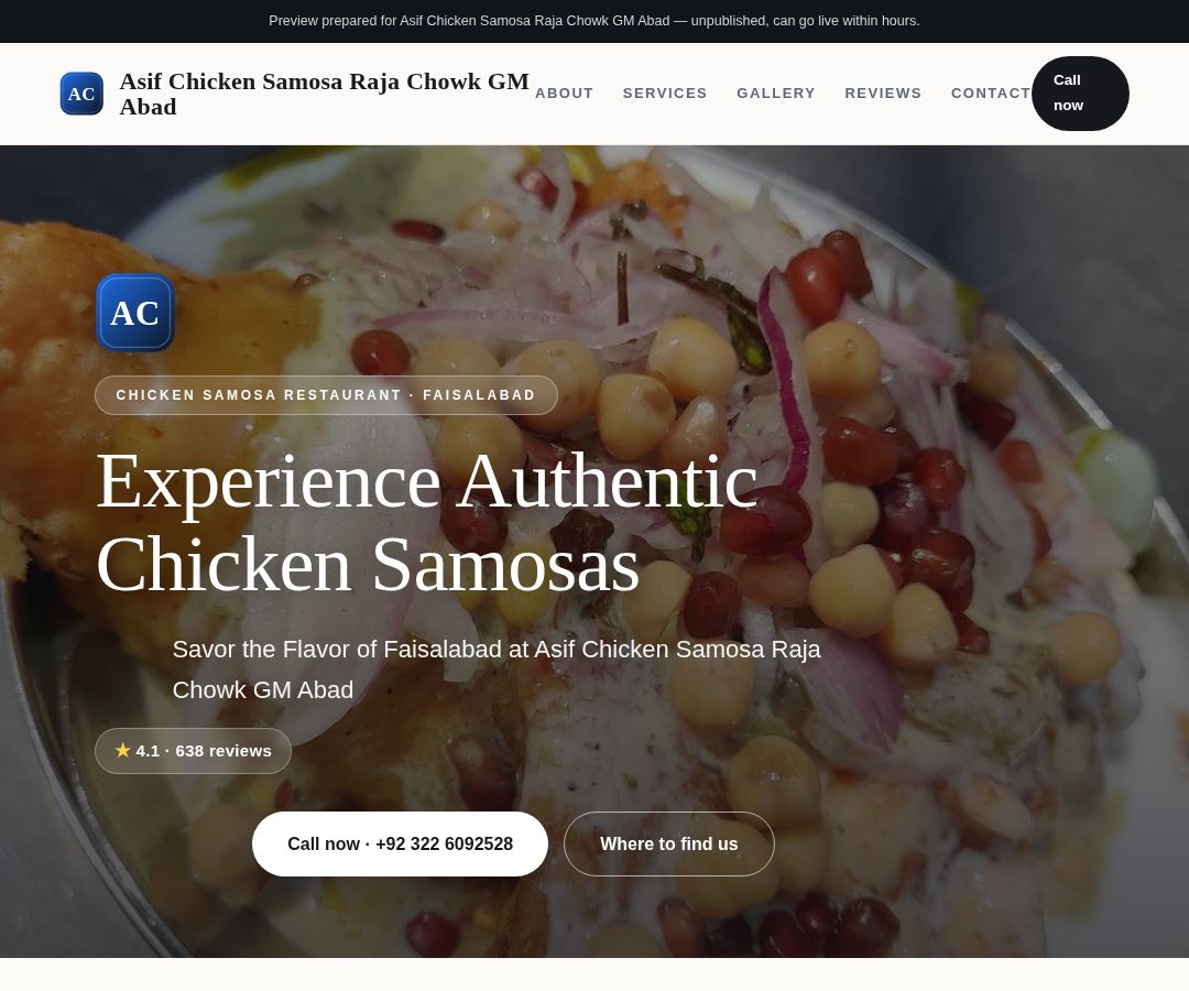 Asif Chicken Samosa Raja Chowk GM Abad